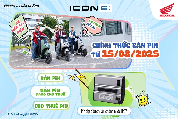 Honda Việt Nam công bố Chính sách bán pin của xe gắn máy điện ICON e: